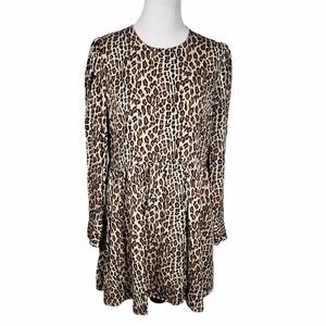 ZARA Woman size Large Animal Print Long Sleeve Mini Dress w/ Pockets
